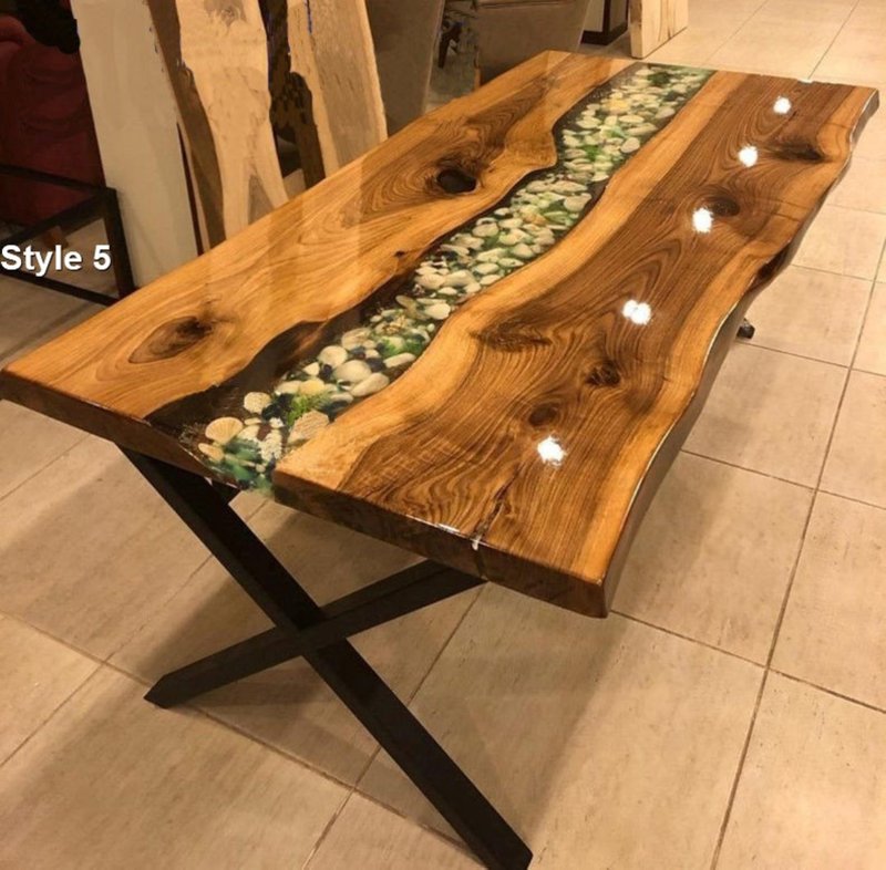 Table river from epoxy resin