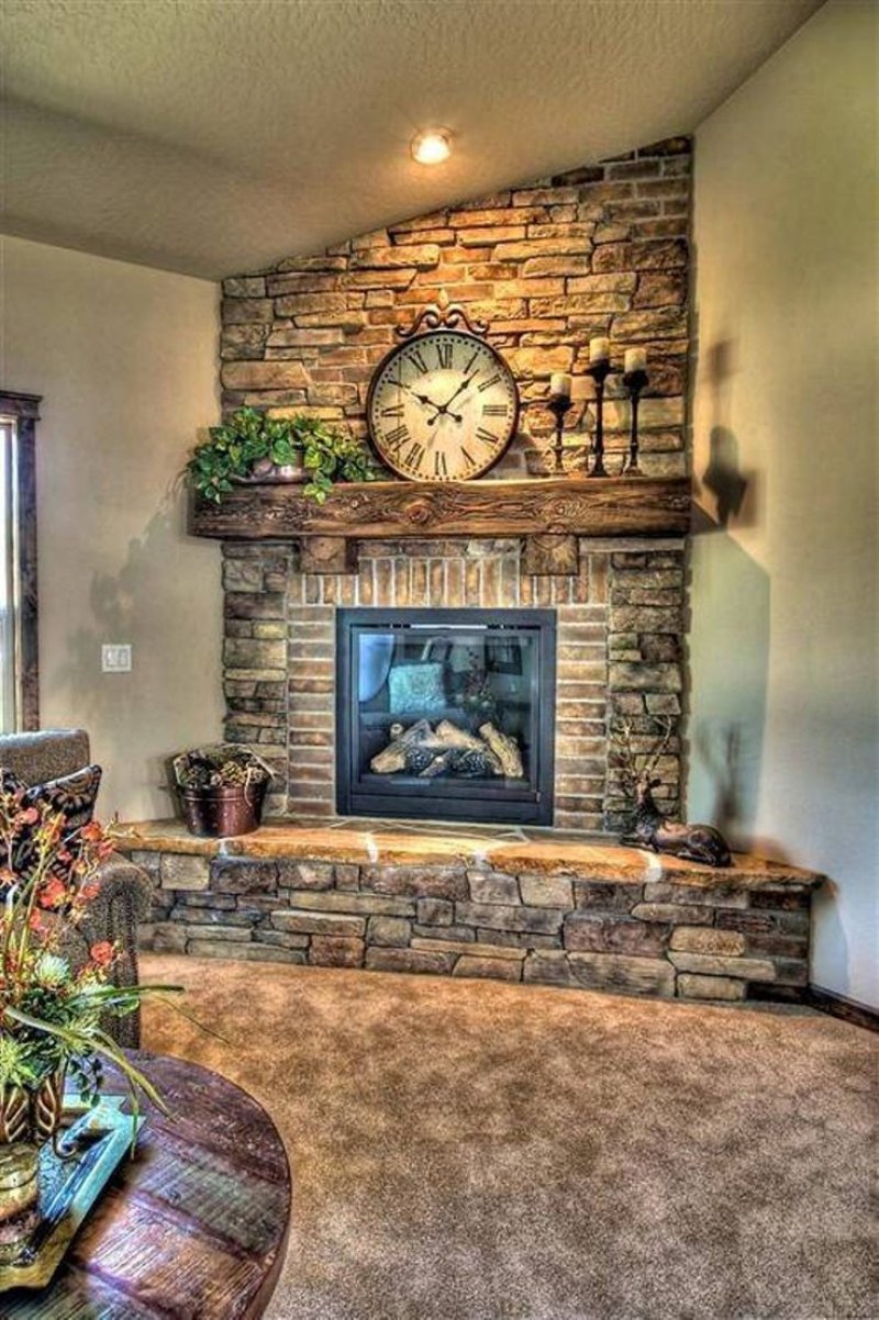 Fireplaces trimmed with decorative stone