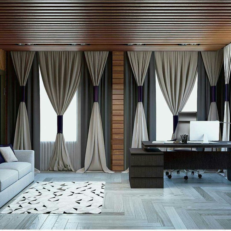 Curtains in the hall in a modern style in the house