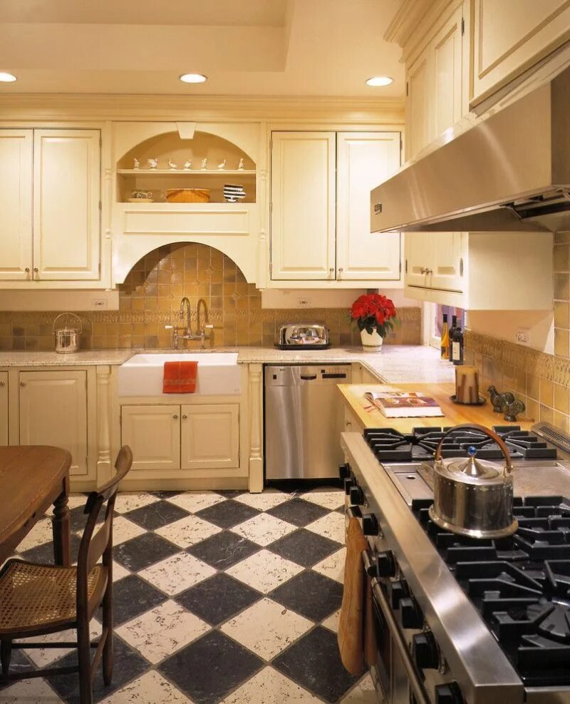 The interior of the kitchen in the classic style