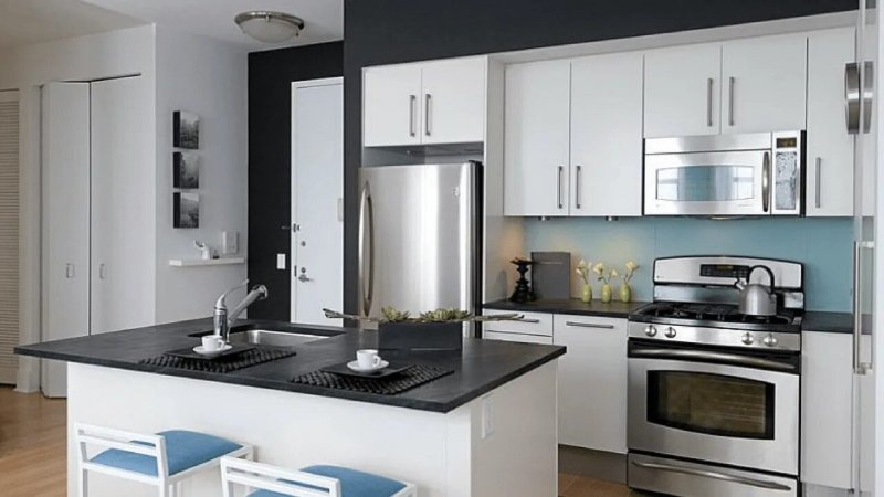 Black refrigerator kitchen