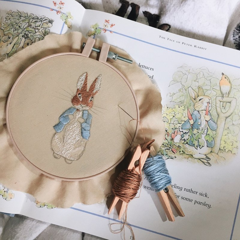 Embroidery rabbit Peter Beatrix Potter