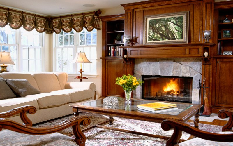 Cozy living room with fireplace