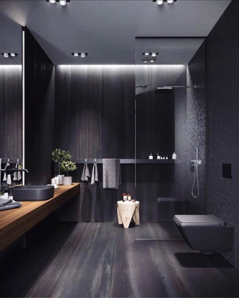 Bathroom in dark tones