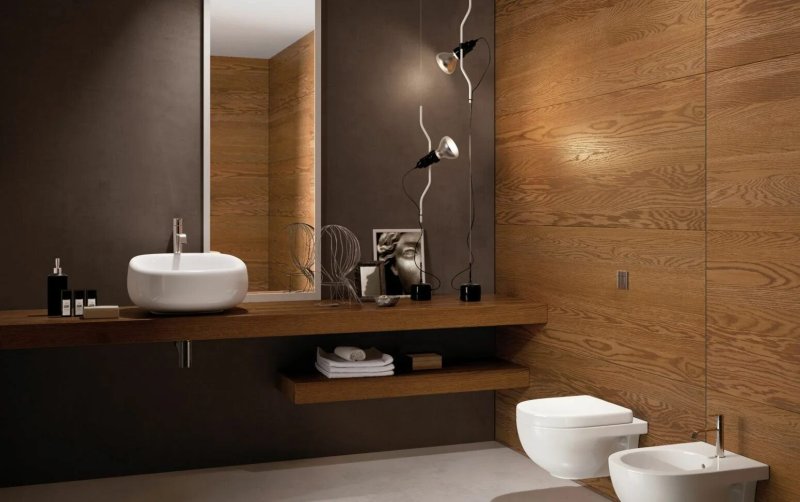 Wood tile toilet