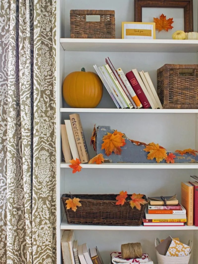 Autumn decor on a shelf