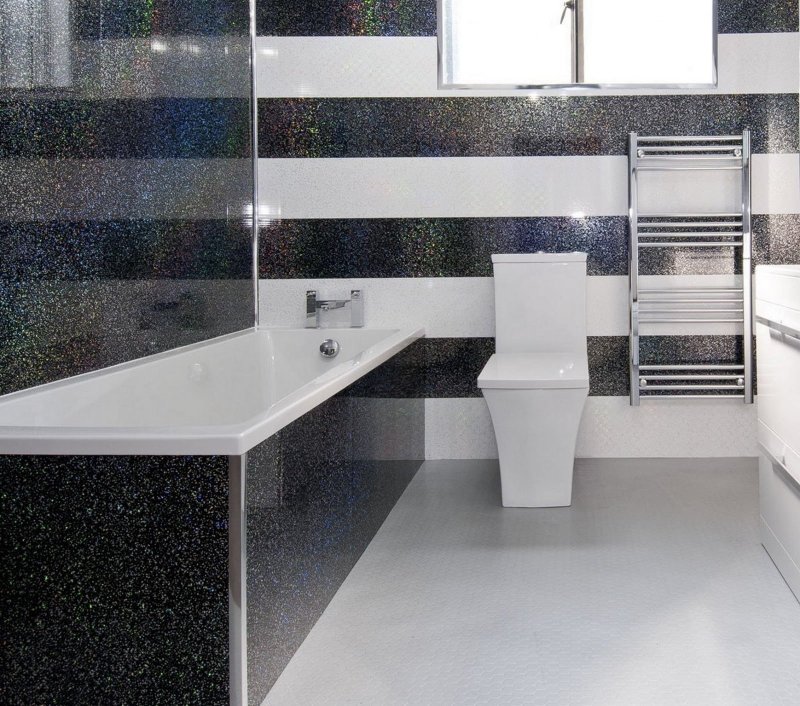 Black PVC panels in the bathroom