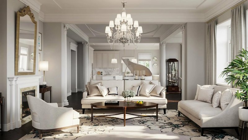 Living room neoclassic ivory