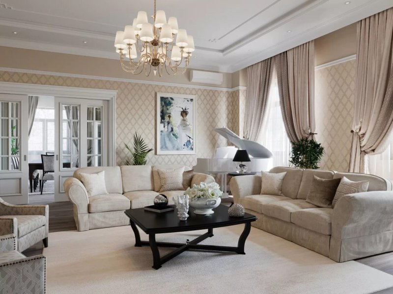 Two -light living room in the neoclassic style