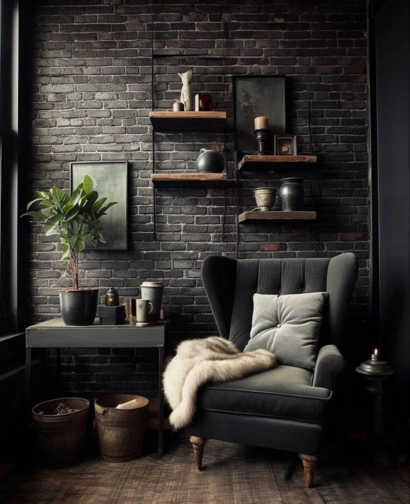 Black brick in the interior