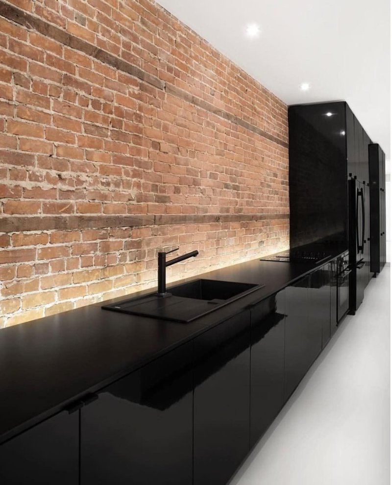 Black kitchen in loft style