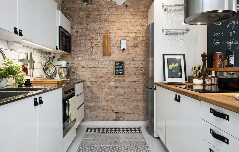 Brick wall in the kitchen