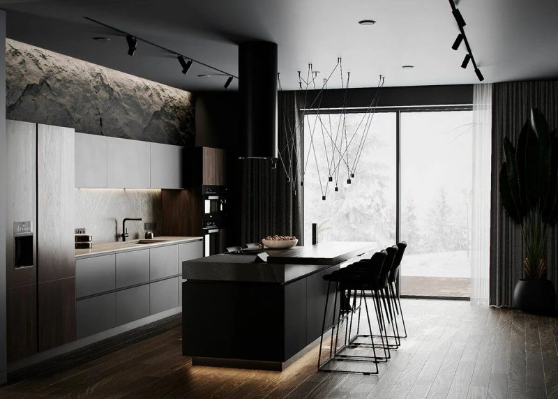 Stylish black kitchen