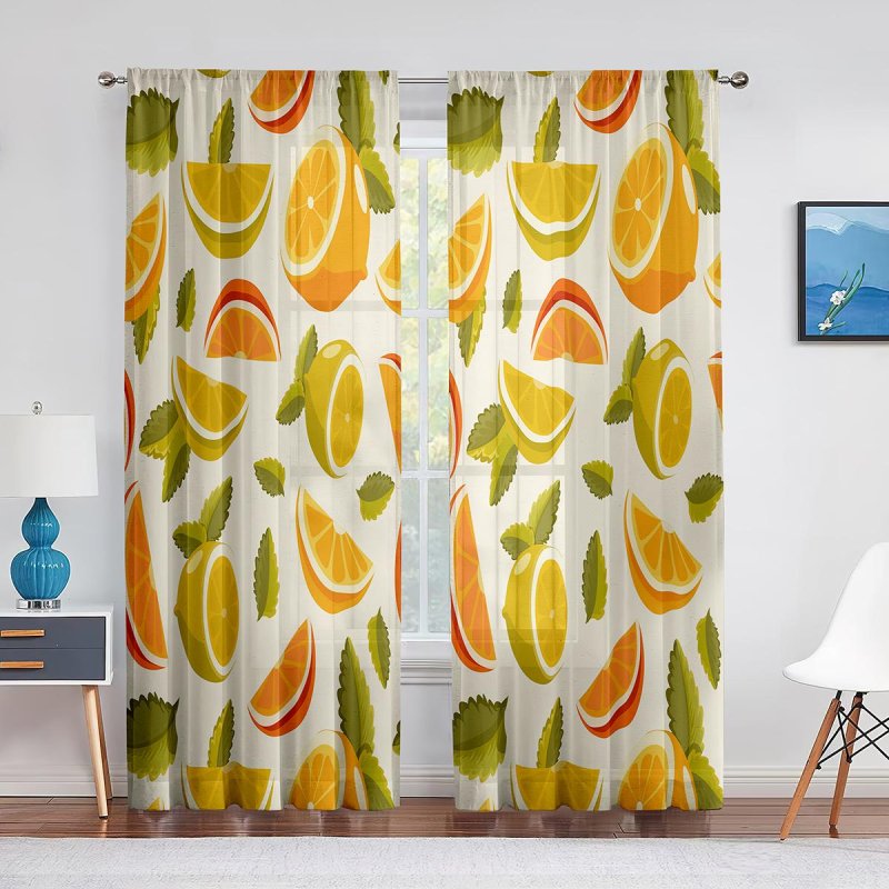 Curtains with lemons for the kitchen