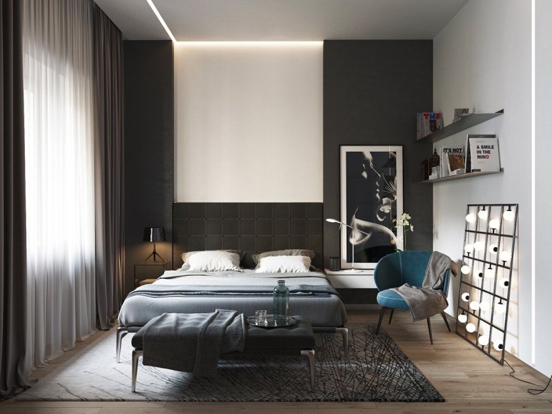 Total Black bedroom minimalism