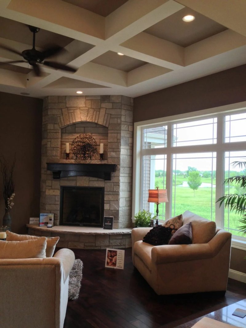 Living room with a fireplace in the house