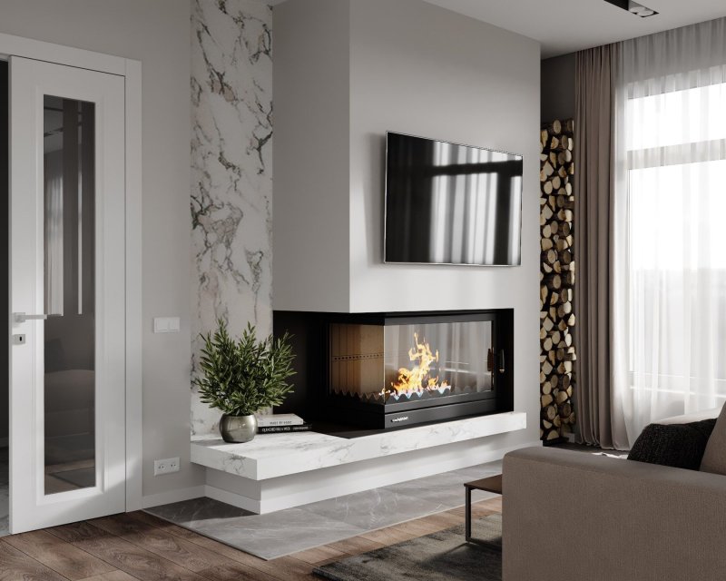 Fireplace in a modern interior