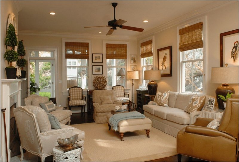 Natural style in the interior of the living room