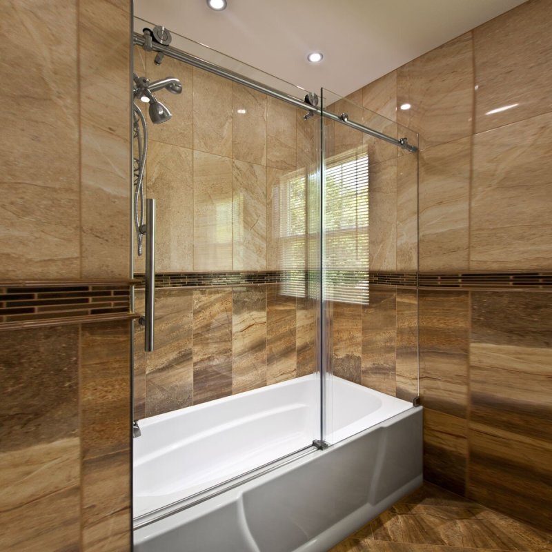 Bathroom with a glass partition