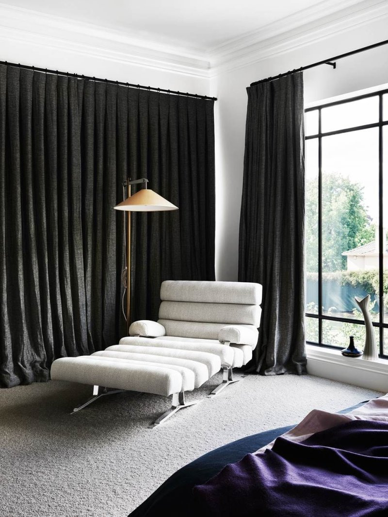 Black curtains in the interior