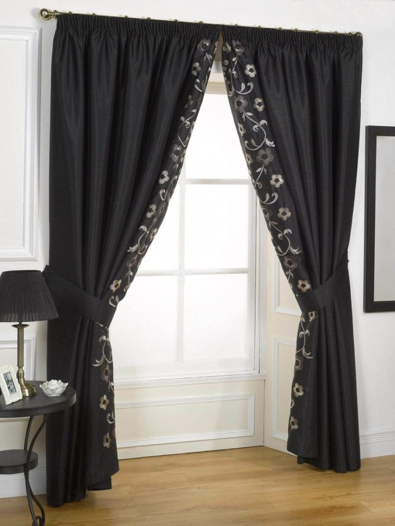 Black curtains in the interior