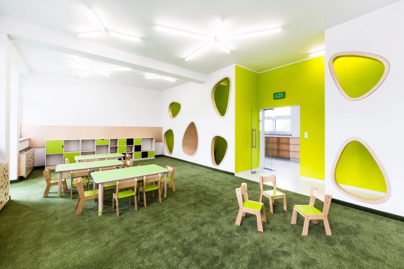 The interior of the kindergarten in eco -style