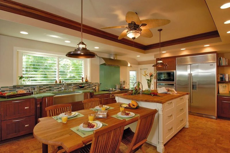 Ceiling lights in the interior of the kitchen