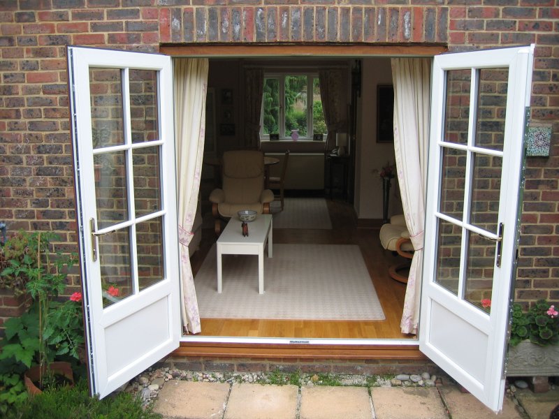 Plastic door to the veranda