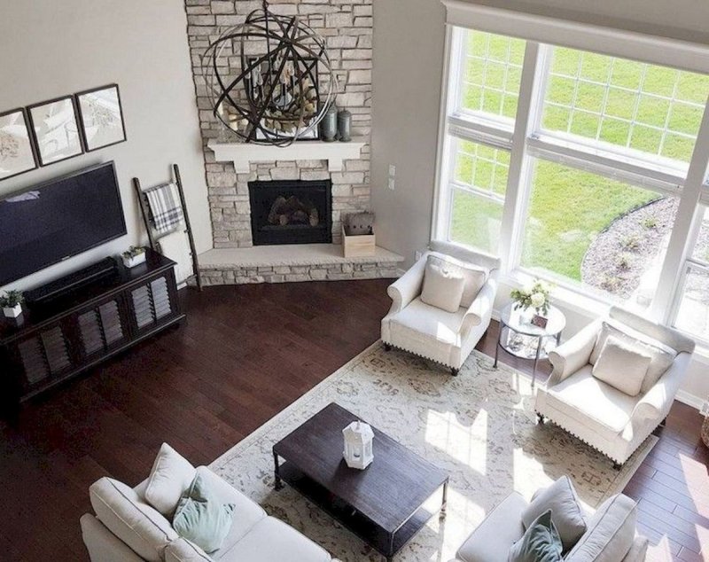 Living room interior with fireplace