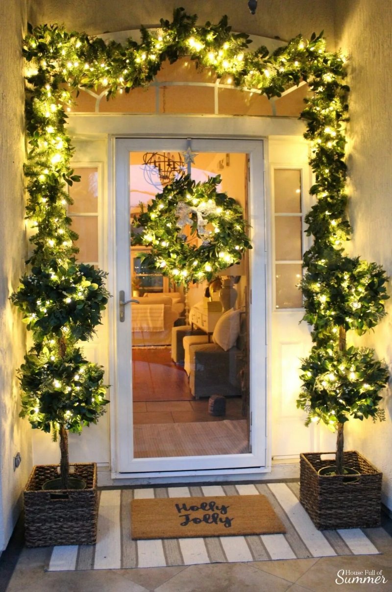 Decoration of the facade of the house for the New Year