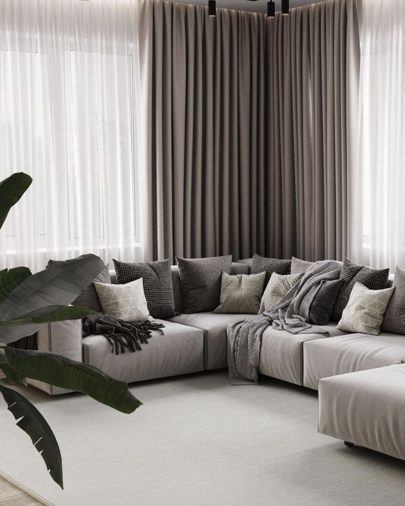 Sofas in the interior of the living room in a modern style