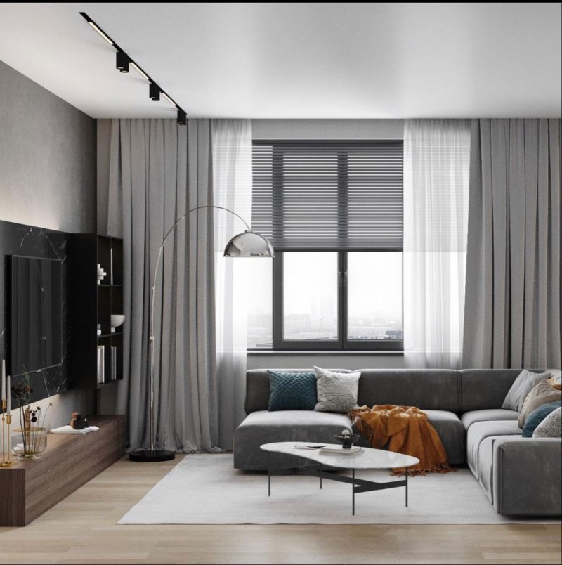 Modern living room in gray tones