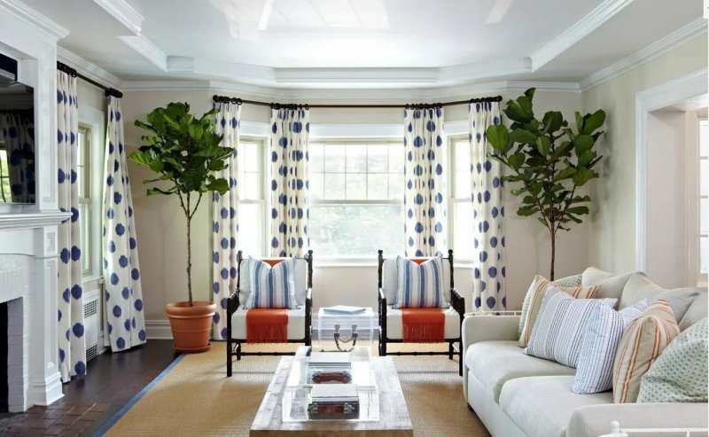 Curtains in the interior of the living room