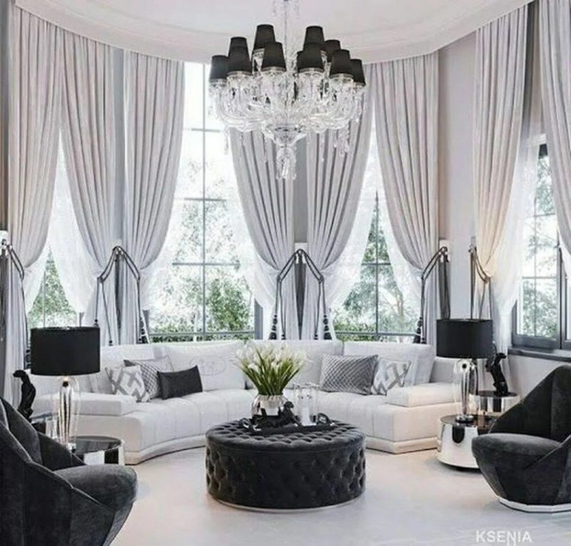 The design of curtains for the living room in modern style