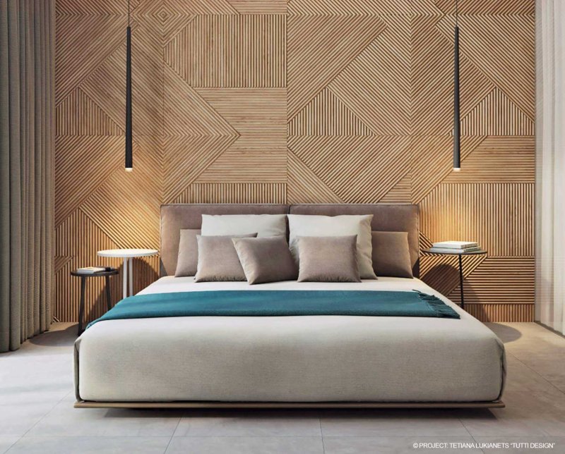 Wooden panels in the bedroom