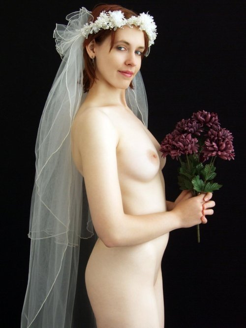 Bride in wedding dresses nude