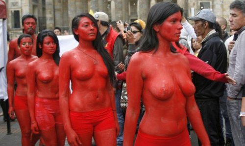 Naked women protest