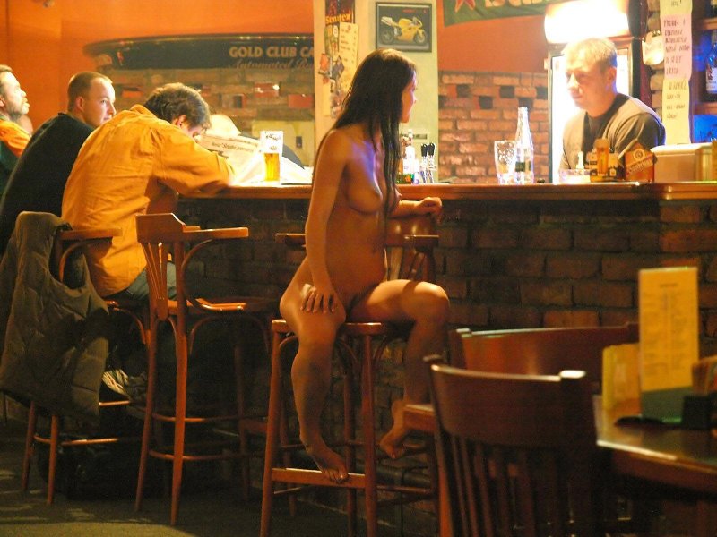 Naked in a cafe