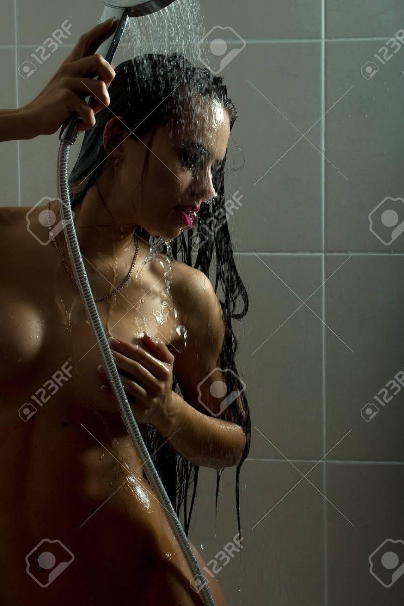 Girl in the shower of a photocheck