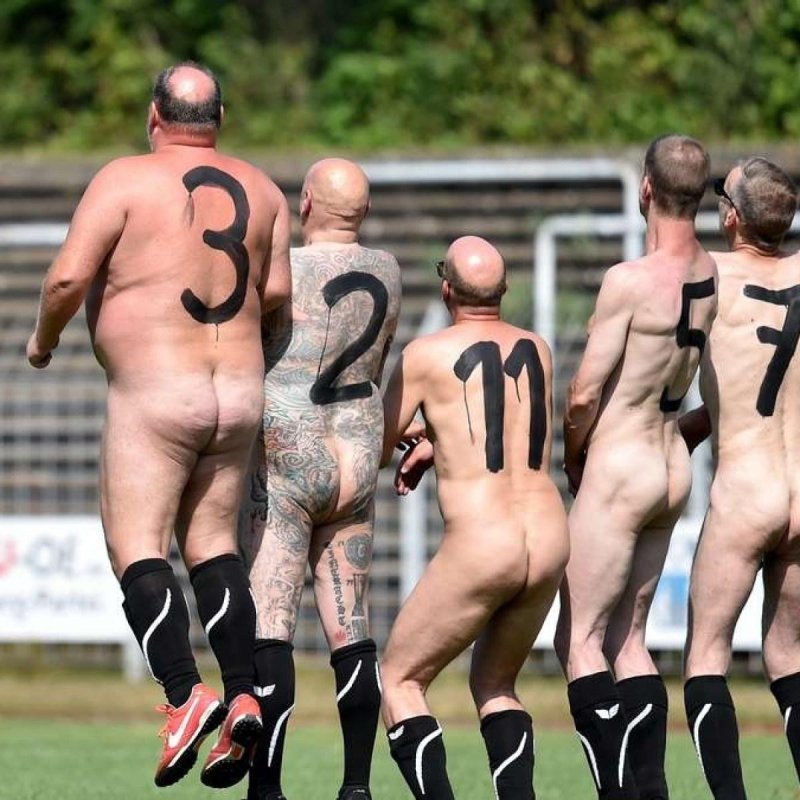 Naked women football players