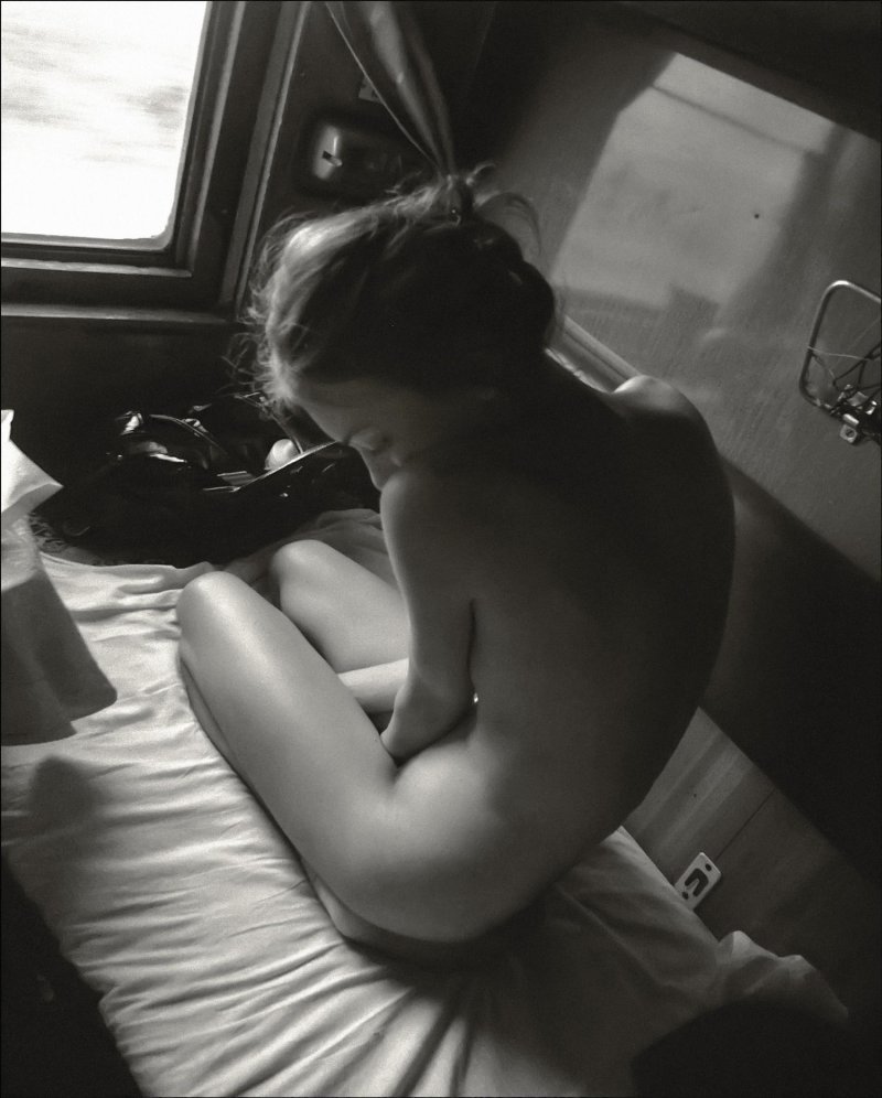 On the train nude