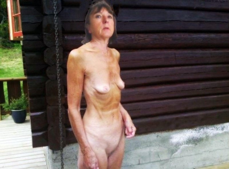 Thin naked old women