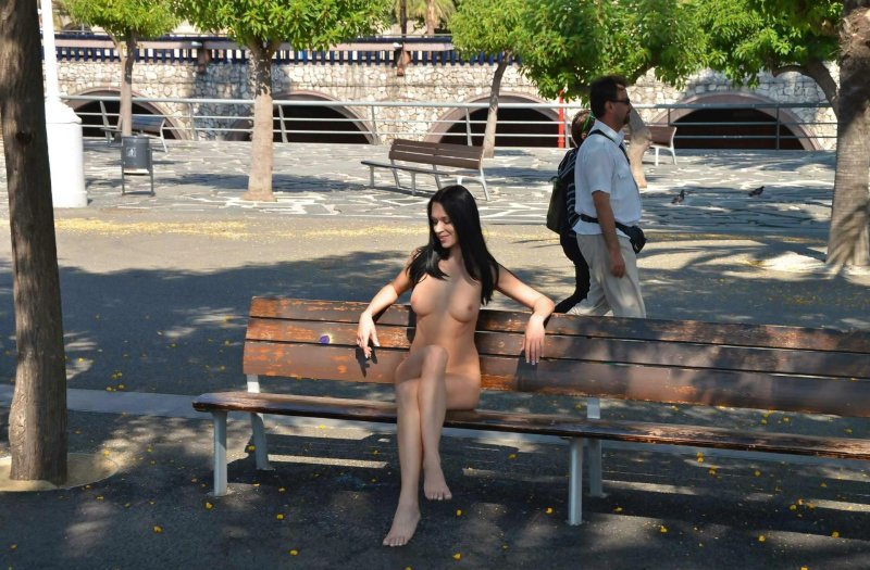 Naked girls in a public place