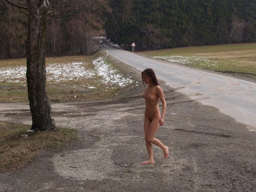 Naked on the road