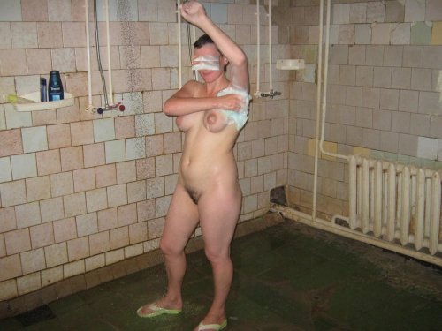 Naked women in a public bathhouse