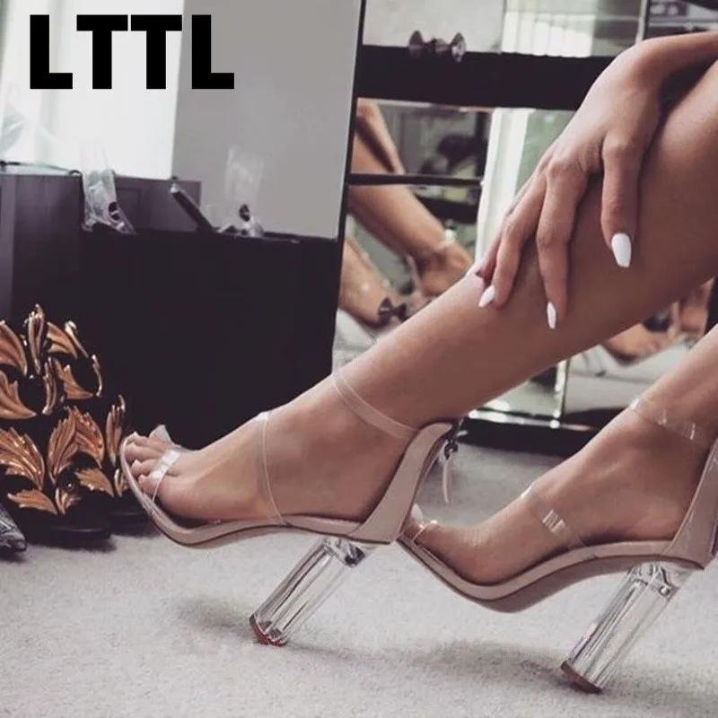 Transparent heeled sandals