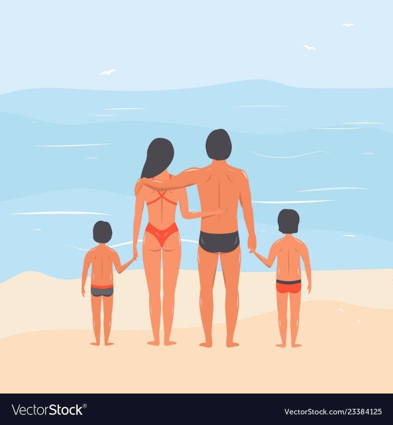 Family on the sea drawing