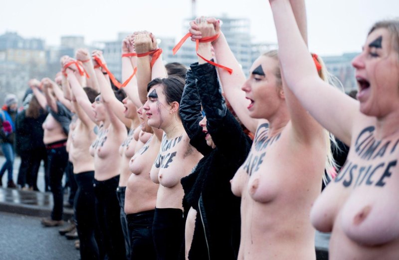 Naked protesting girls