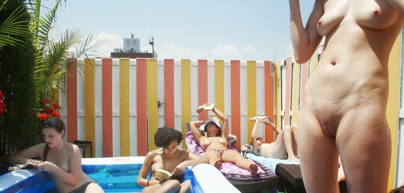 Family nudism in the water park