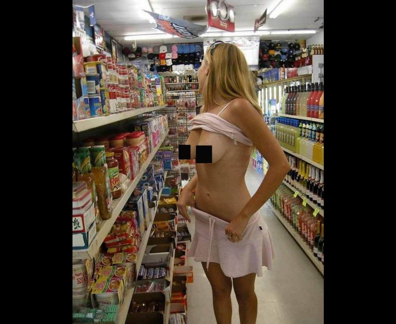 Naked women in a supermarket